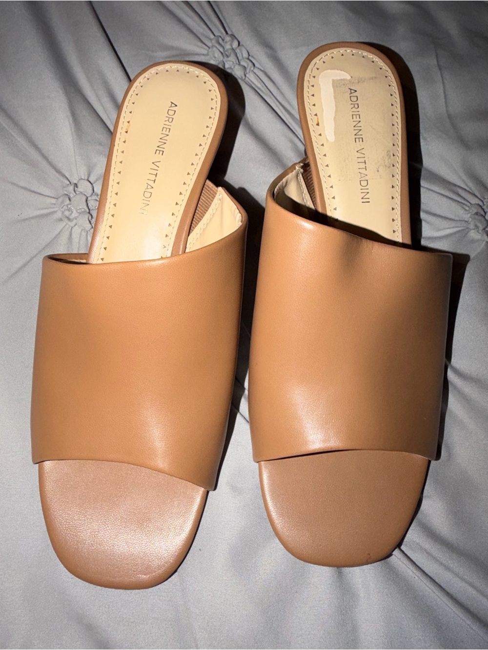 Adrienne Vittadini Camel/Tan Slide Mules